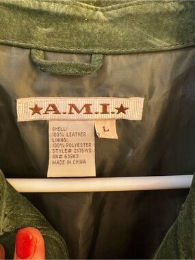 Olive Green Suede Leather Jacket - Women's L